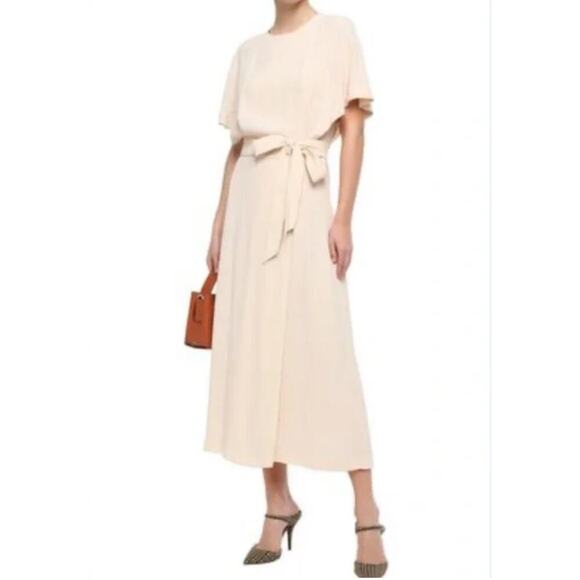 EQUIPMENT FEMME Women’s Ivory Washed Crepe Belted Kimono Midi Dress - Picture 1 of 7